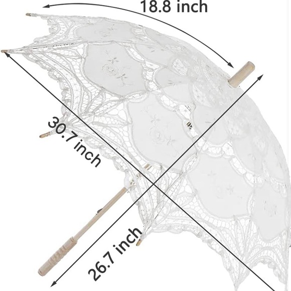 Wedding Parasol Vintage Old Fashion Wedding Bridal Lace White Victorian Umbrella - Picture 4 of 6